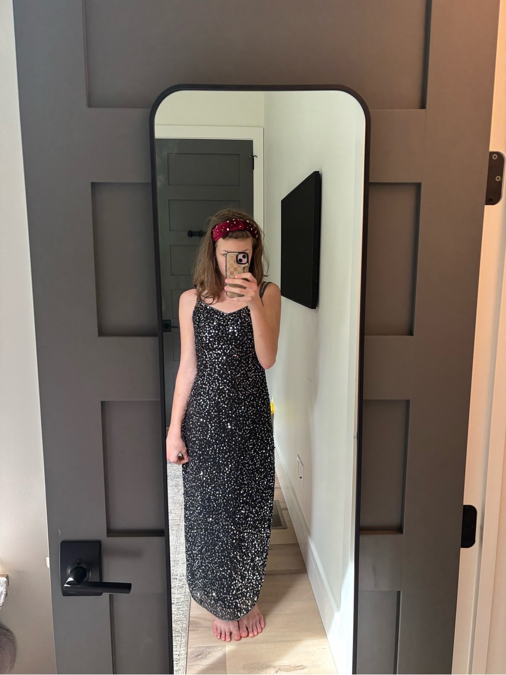 Black Sequin Slip Dress - Elegant Evening Dress - Picture 1 of 4